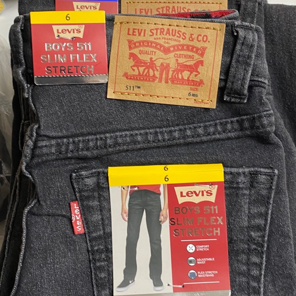 Levis Boys 511 Slim Flex Stretch Jeans Black Size 7 Regular NWT - Picture 12 of 12
